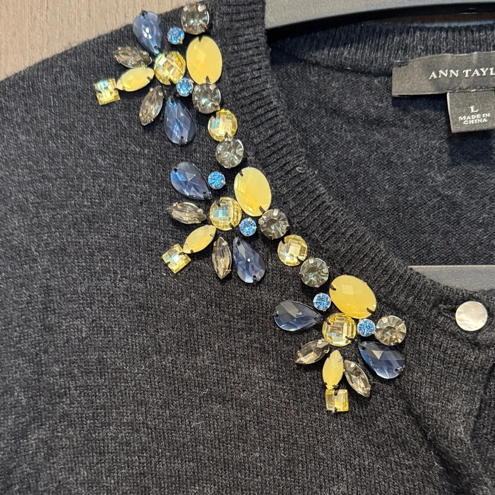 Ann Taylor Black Cardigan with Jewel Embellishments - Picture 4 of 5
